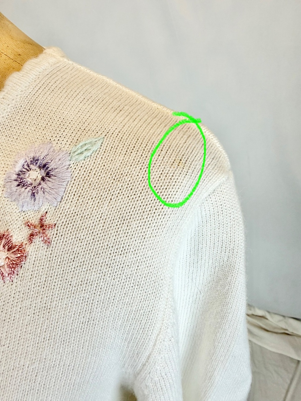 VINTAGE flower bouquet bow tie knot sweater short sleeve embroidered floral 90s - Picture 12 of 12